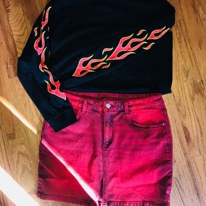 Denim Mini Skirt Acid Wash Orange